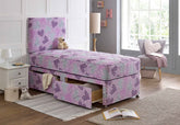 Bed Inn Kids Princess Pink Divan Bed Set With Sprung Memory Foam Mattress and Headboard